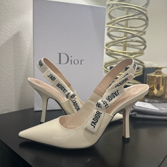 Christian Dior J'Adior Slingback Pump Patent Off White 37.5￼ - Picture 3 of 10
